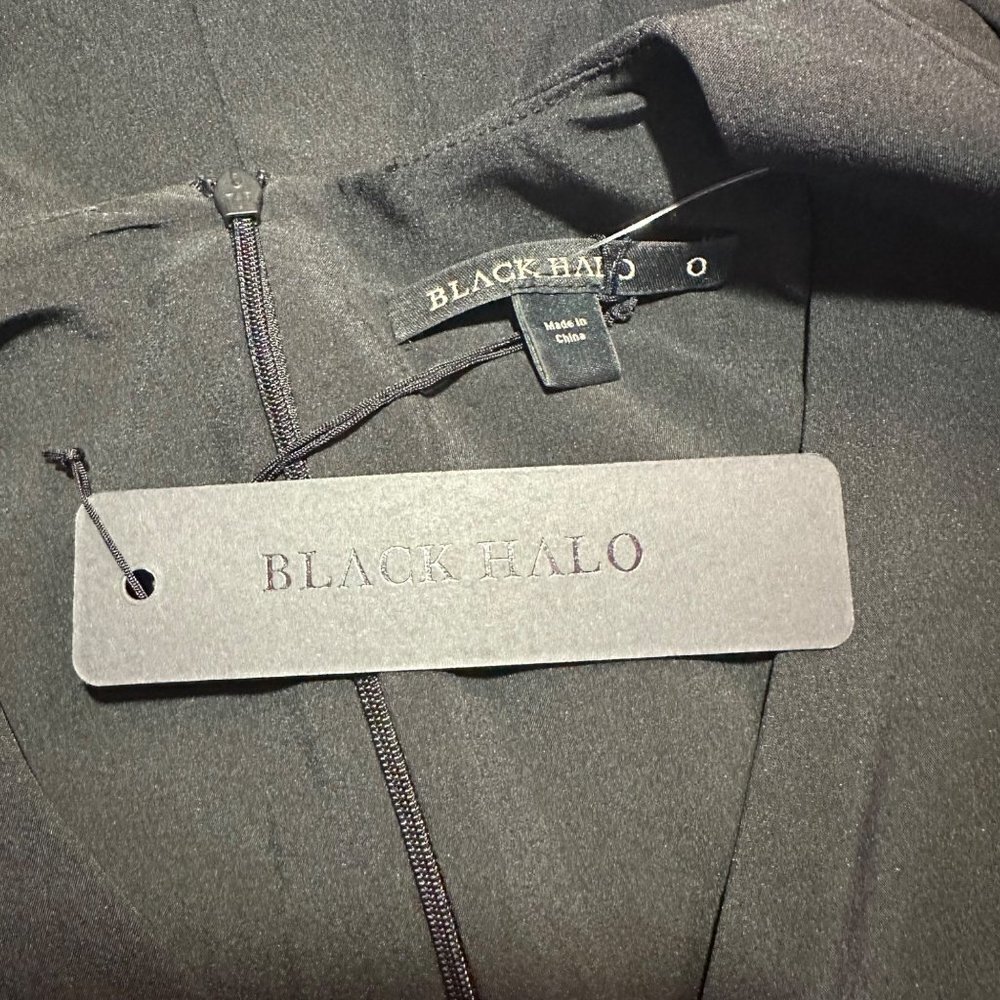 Black Halo Maricopa Puff Sleeve Cocktail Dress Size 0 Black Belted - Picture 5 of 8